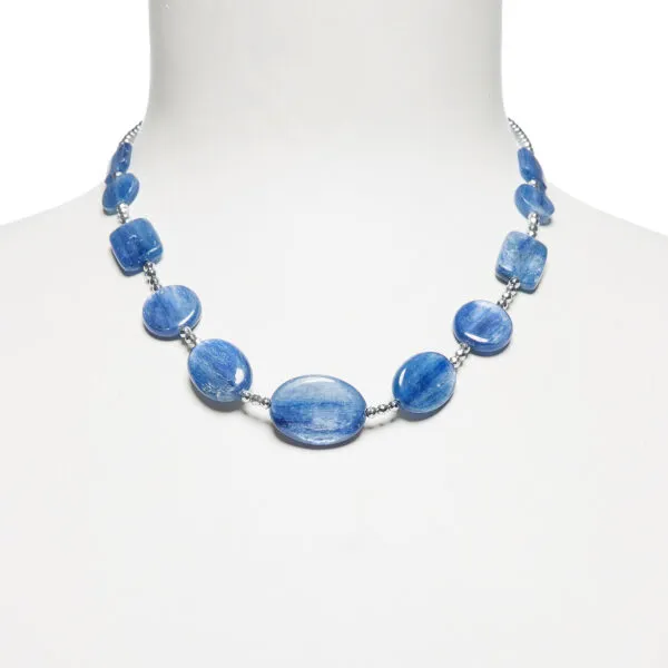 Collana in Cianite con Ematite rodiata