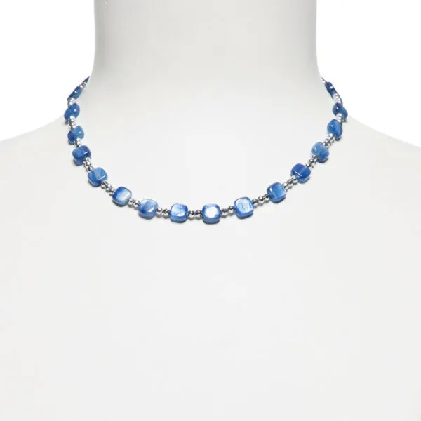Collana in Cianite con Ematite rodiata