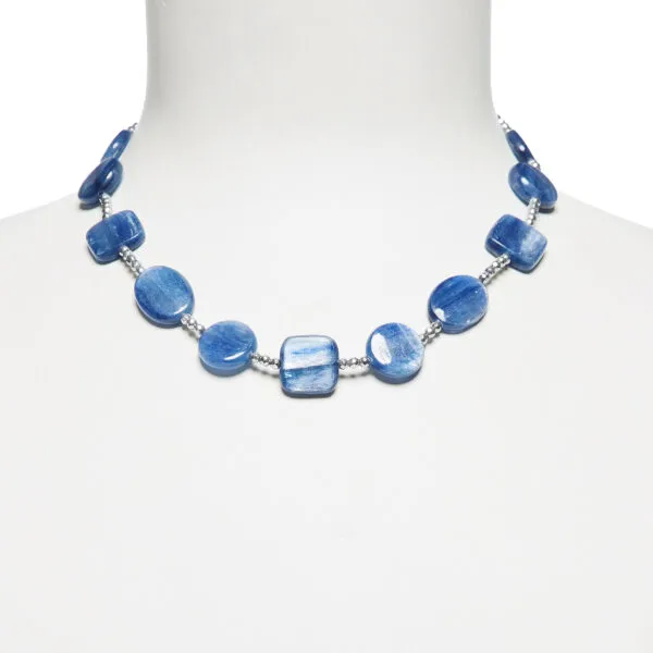 Collana in Cianite con Ematite rodiata