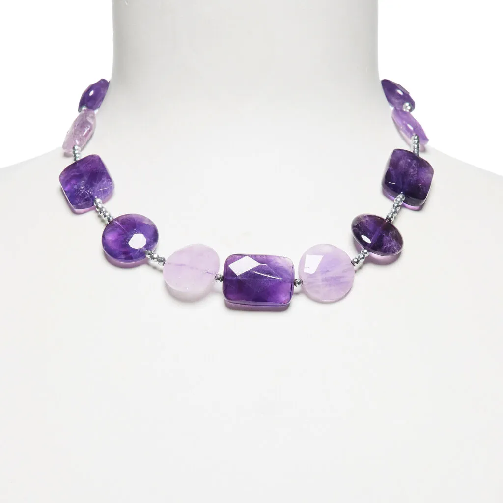 Collana in Ametista ed Ematite rodiata