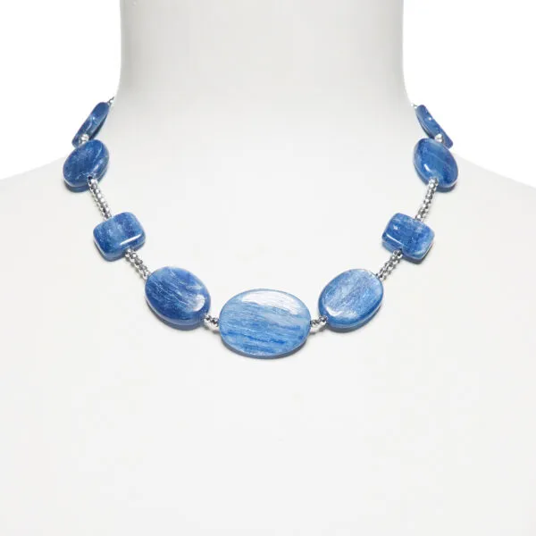 Collana corta in Cianite ed Ematite Rodiata