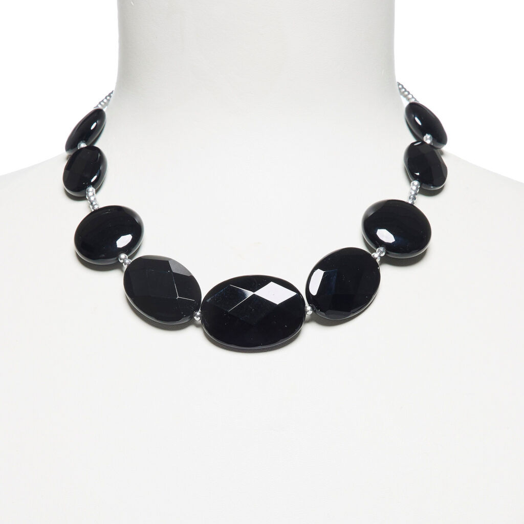 Collana in Agata Nera ed Ematite rodiata