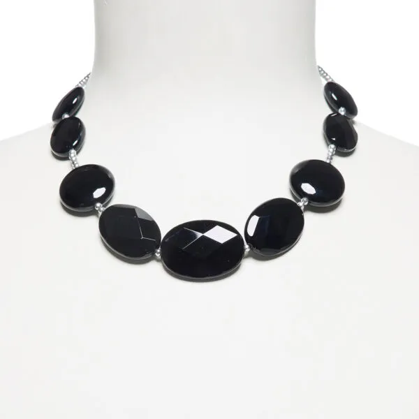Collana in Agata Nera ed Ematite rodiata