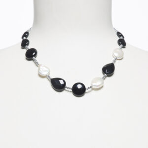 Collana in Agata Nera e Perle con Ematite