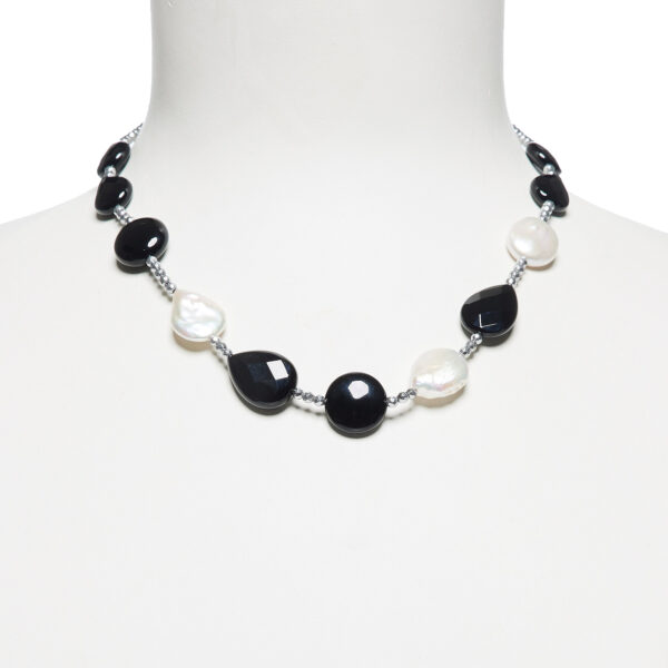 Collana in Agata Nera e Perle con Ematite