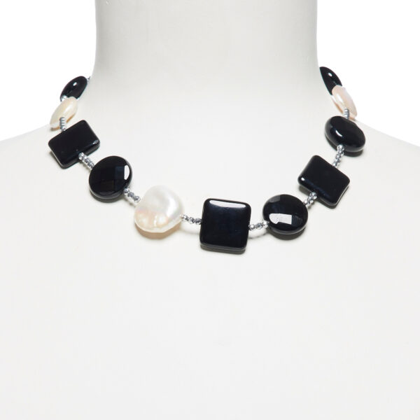 Collana in Agata Nera e Perle con Ematite