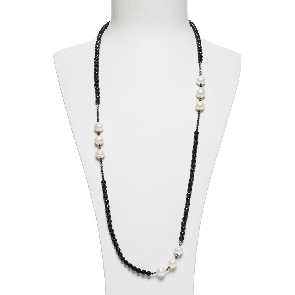 Collana in Agata Nera, Ematite e Perle