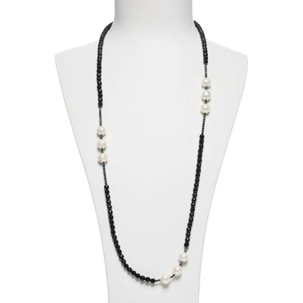 Collana in Agata Nera, Ematite e Perle