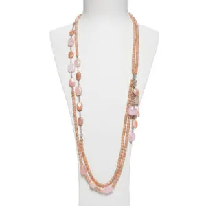 Collana in Pietra di Luna, Morganite e Botswana Rosa