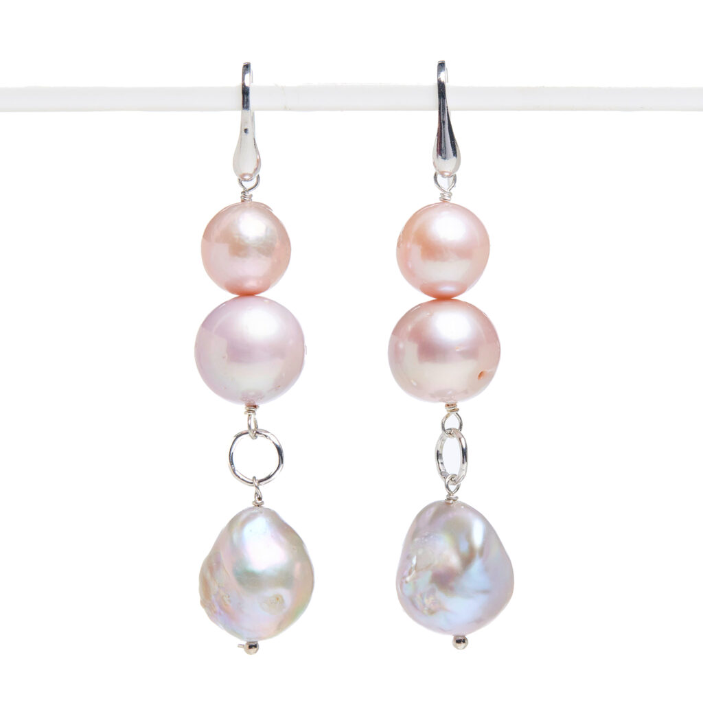 Orecchini in Perle Grigie e Rosate