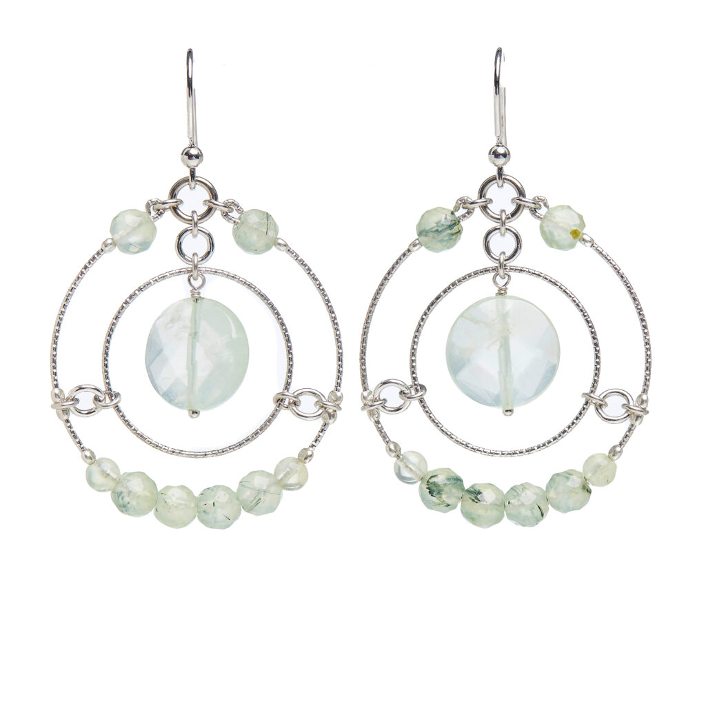 Orecchini in Prehnite con cerchi in Argento