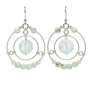 Orecchini in Prehnite con cerchi in Argento