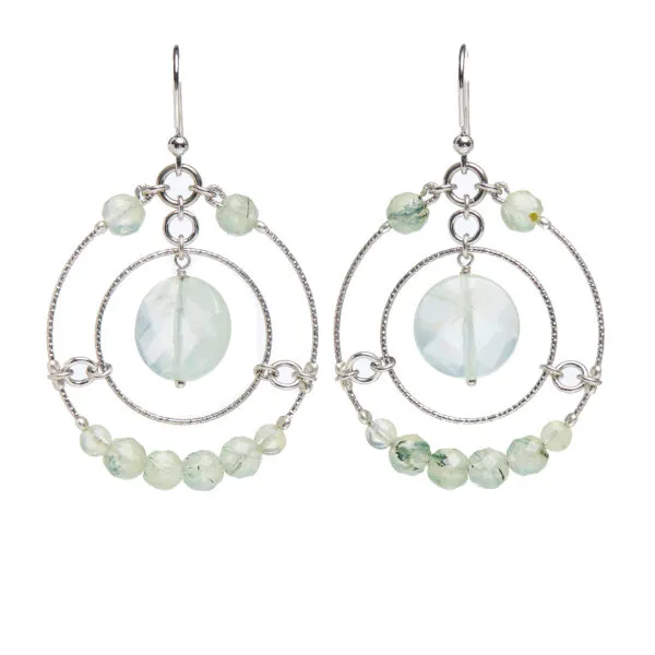 Orecchini in Prehnite con cerchi in Argento