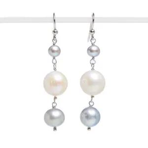 Orecchini in Perle Bianche e Grigie