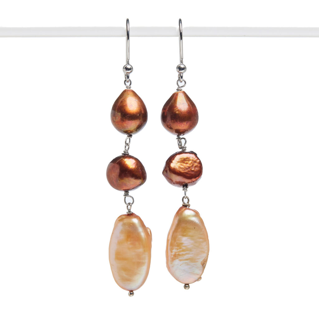 Orecchini in Perle Marroni ed Argento