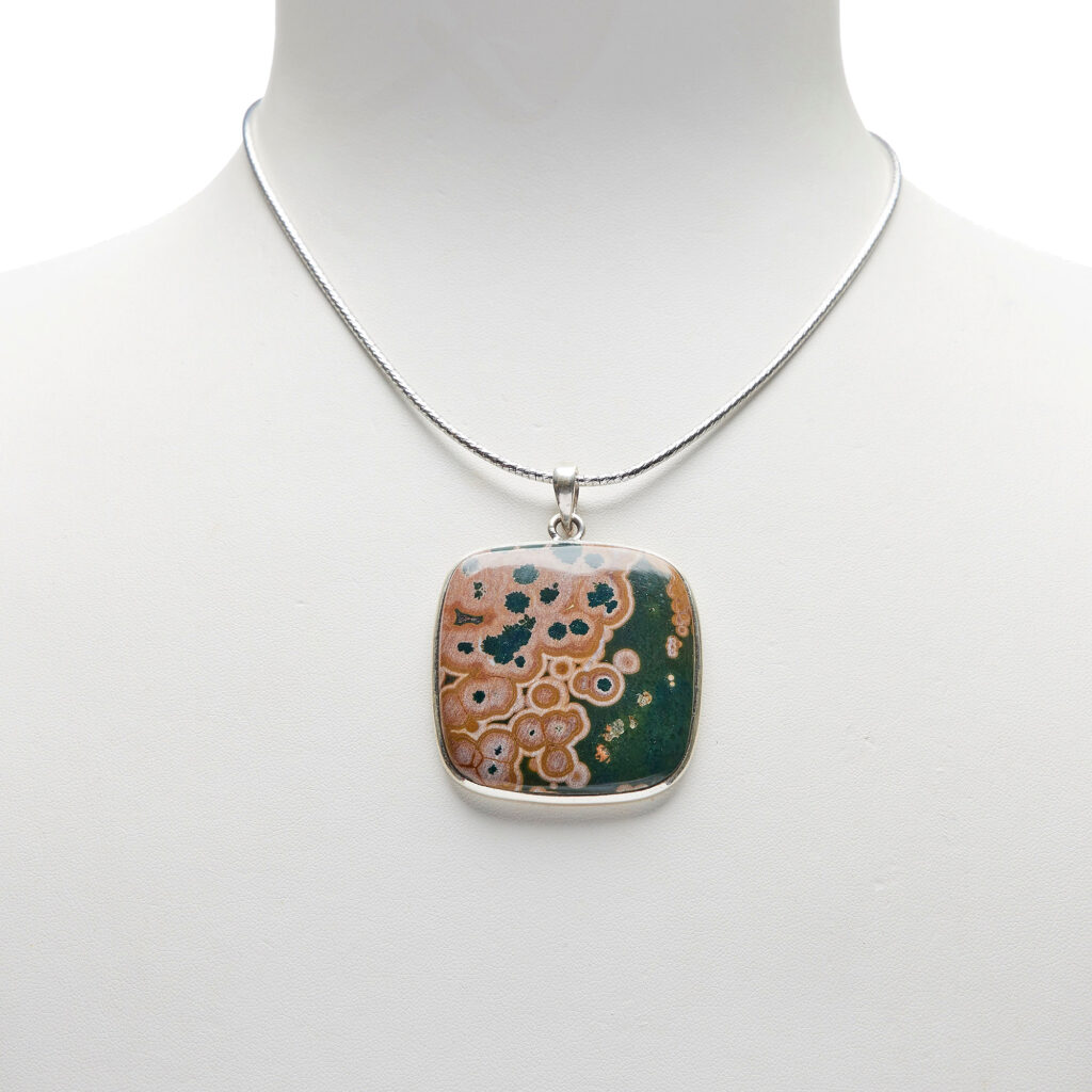 Ciondolo in Diaspro Oceanico ed Argento