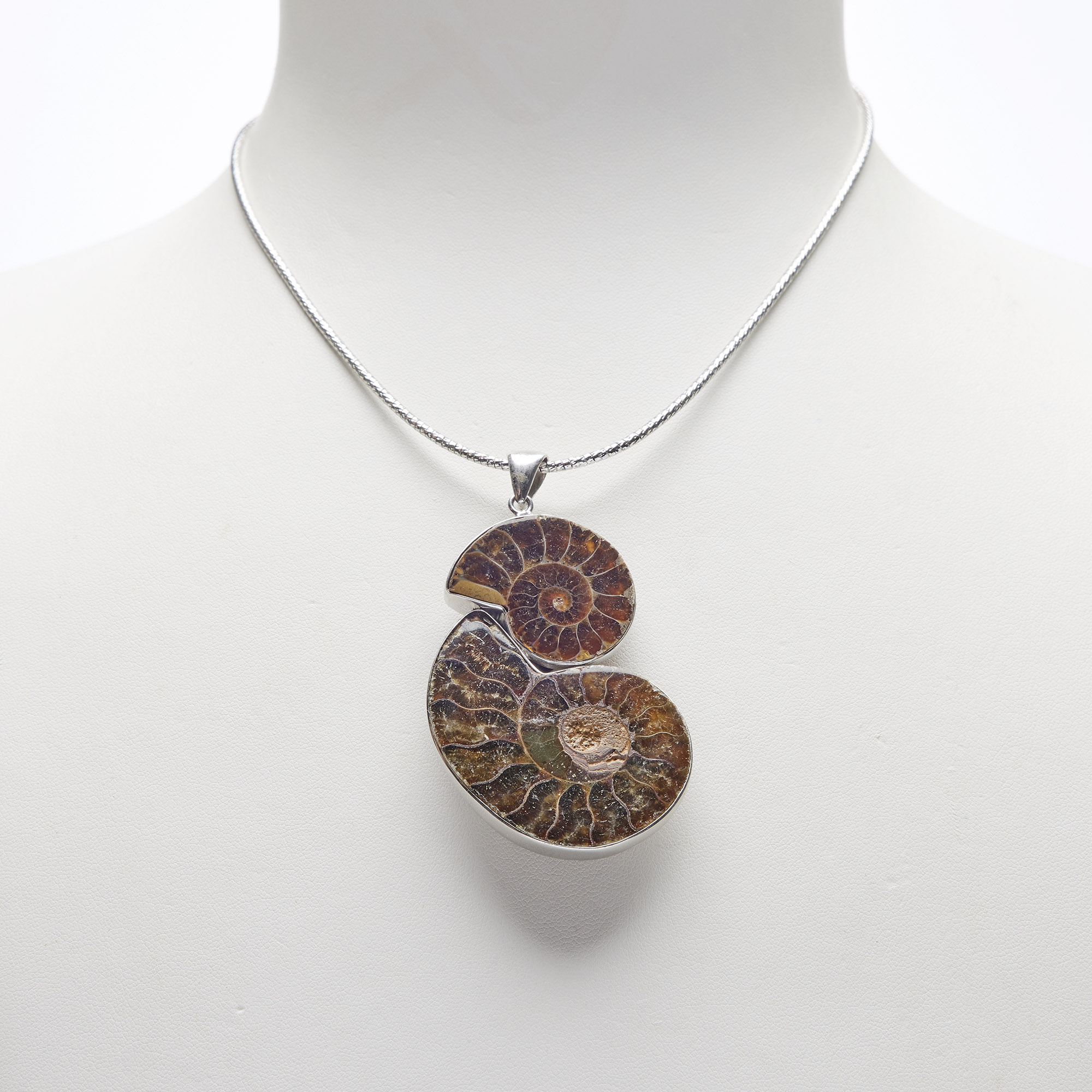 Ciondolo in argento con doppia Ammonite