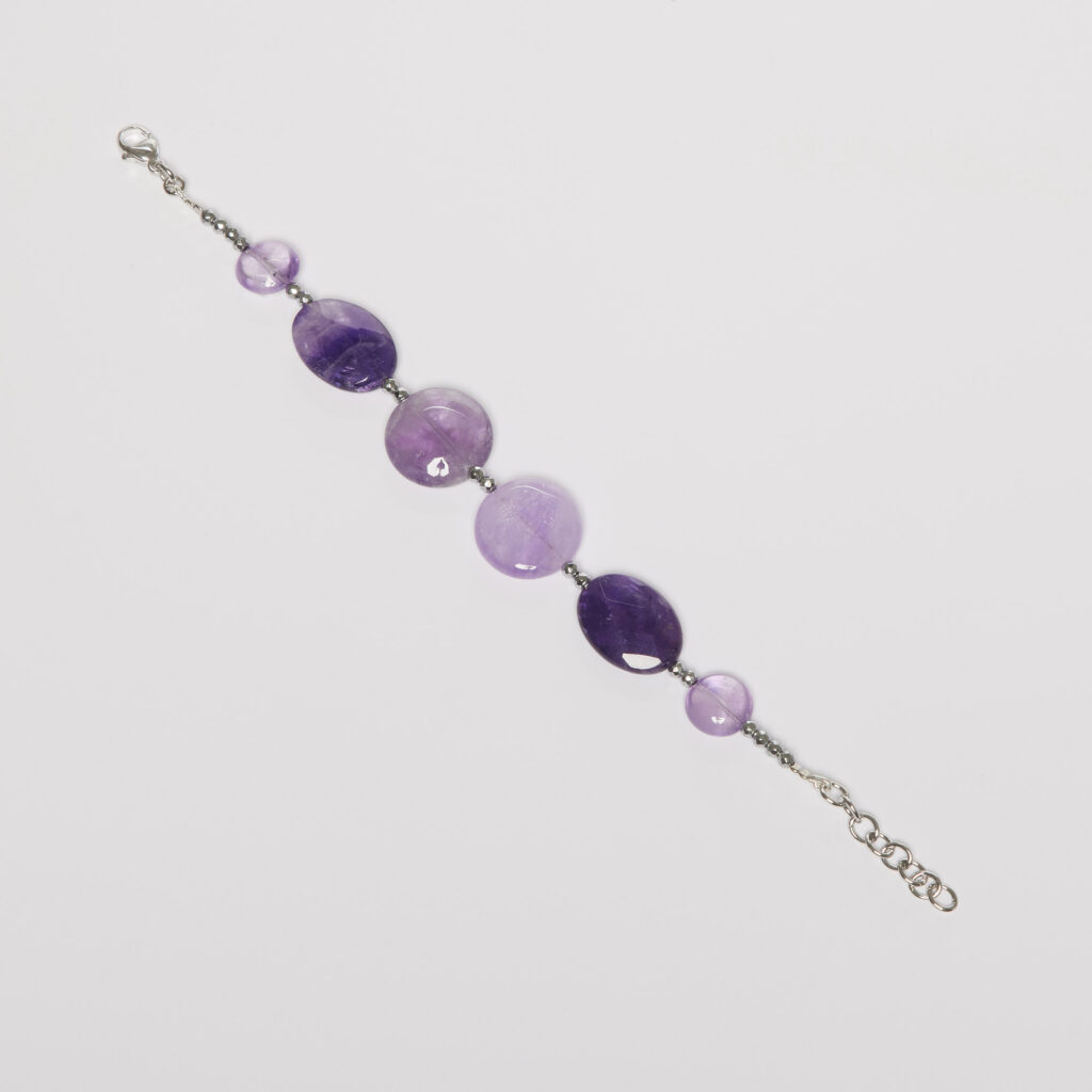Bracciale in Ametista ed Ematite rodiata