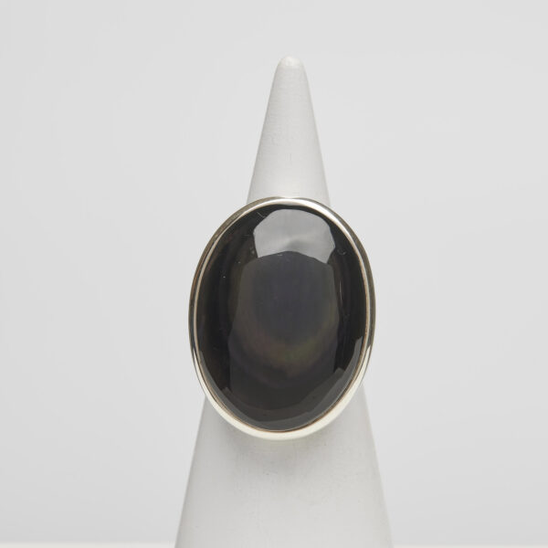 Anello Regolabile in Argento con Ossidiana