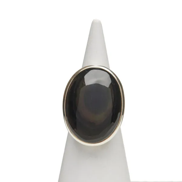 Anello Regolabile in Argento con Ossidiana