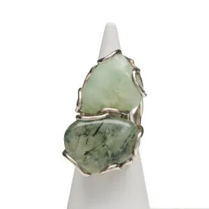 Bague réglable en argent avec Prehnite