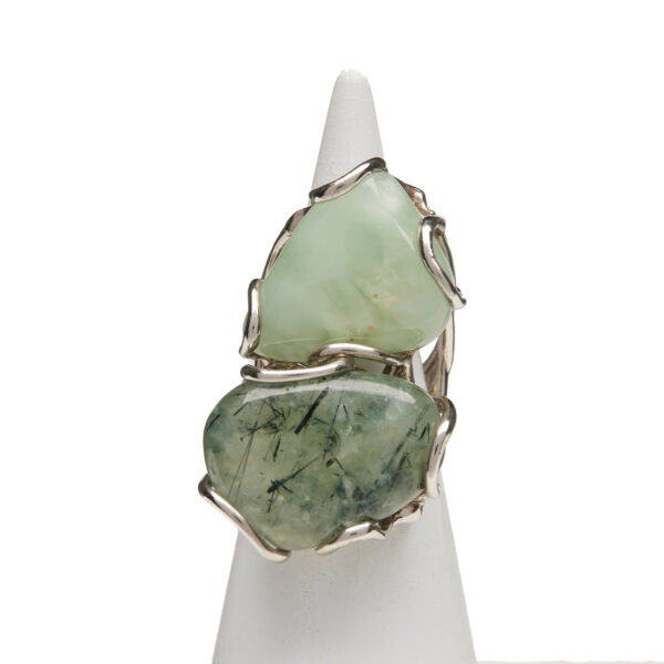 Anello Regolabile in Argento con Prehnite