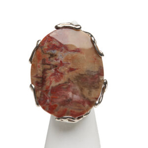 Anello Regolabile in Argento con Diaspro Ovale