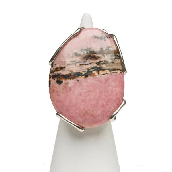 Anello Regolabile in Argento Dorato con Rodonite