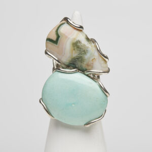 Anello Regolabile in Argento con Diaspro e Turchese