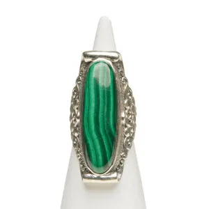 Anello in Argento con Malachite Ovale