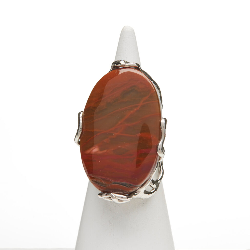 Bague réglable en argent avec Jaspe