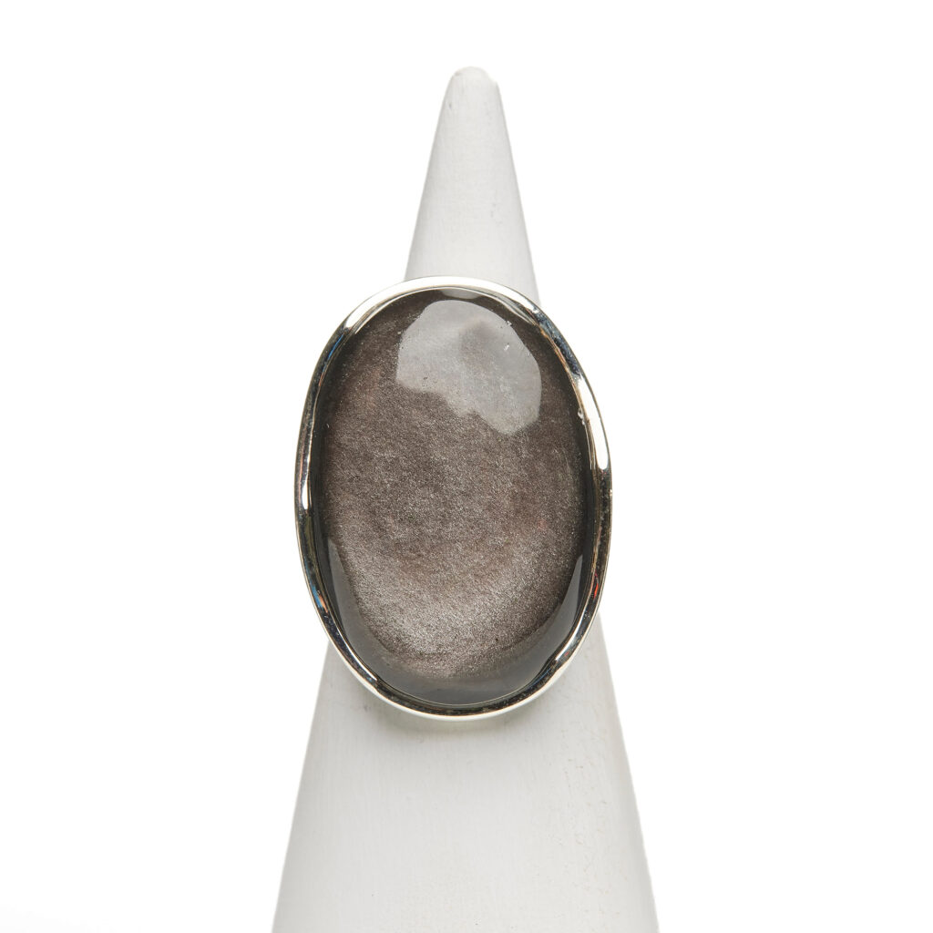Anello in Argento con Ossidiana Gold