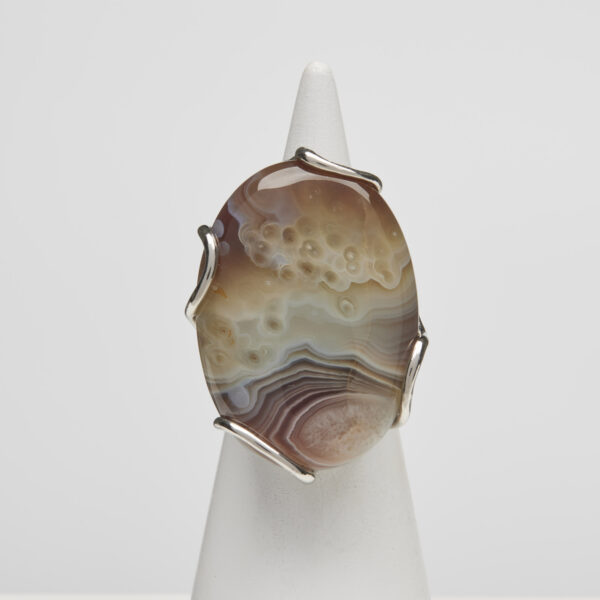 Anello Regolabile in Argento con Agata Botswana