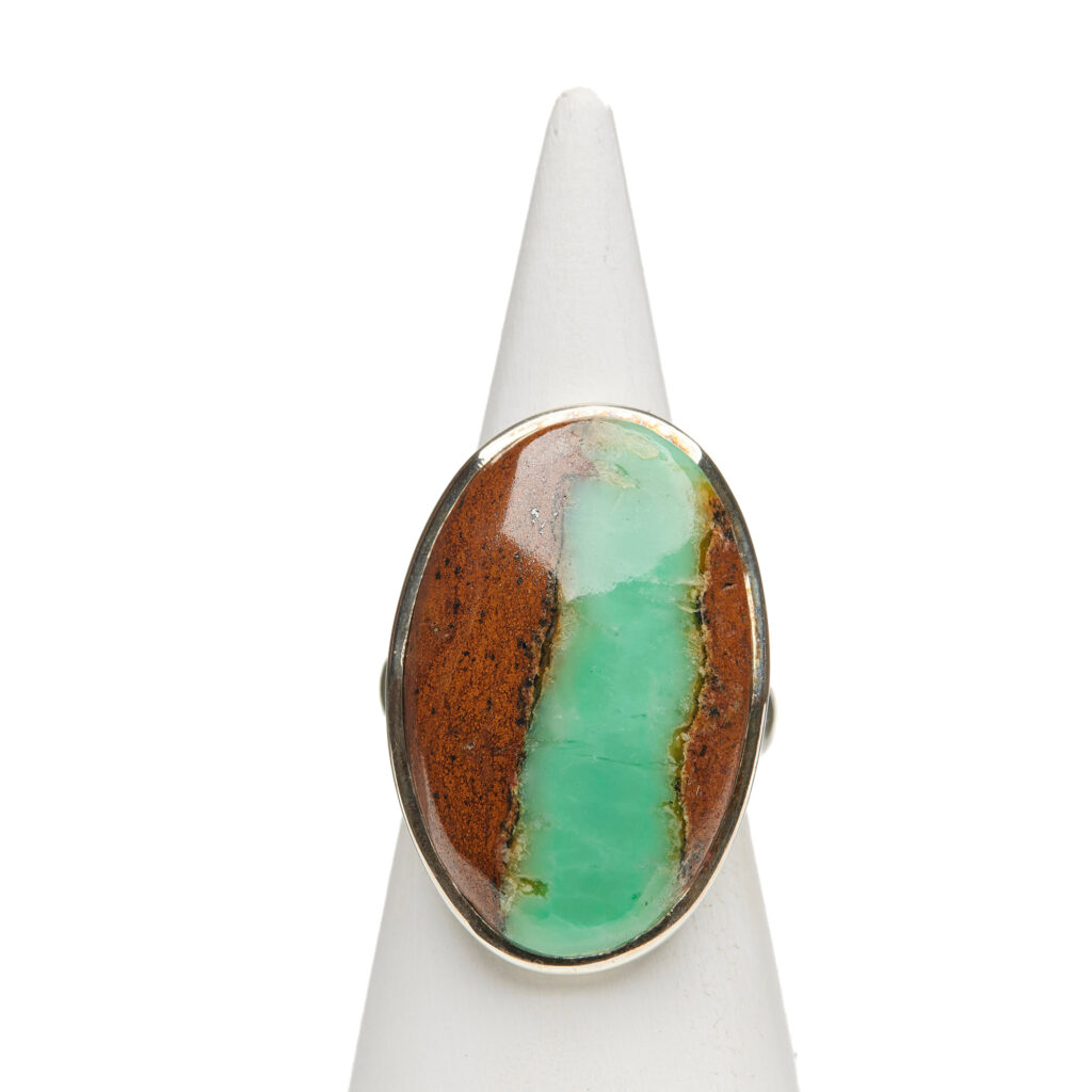 Bague en argent avec chrysoprase