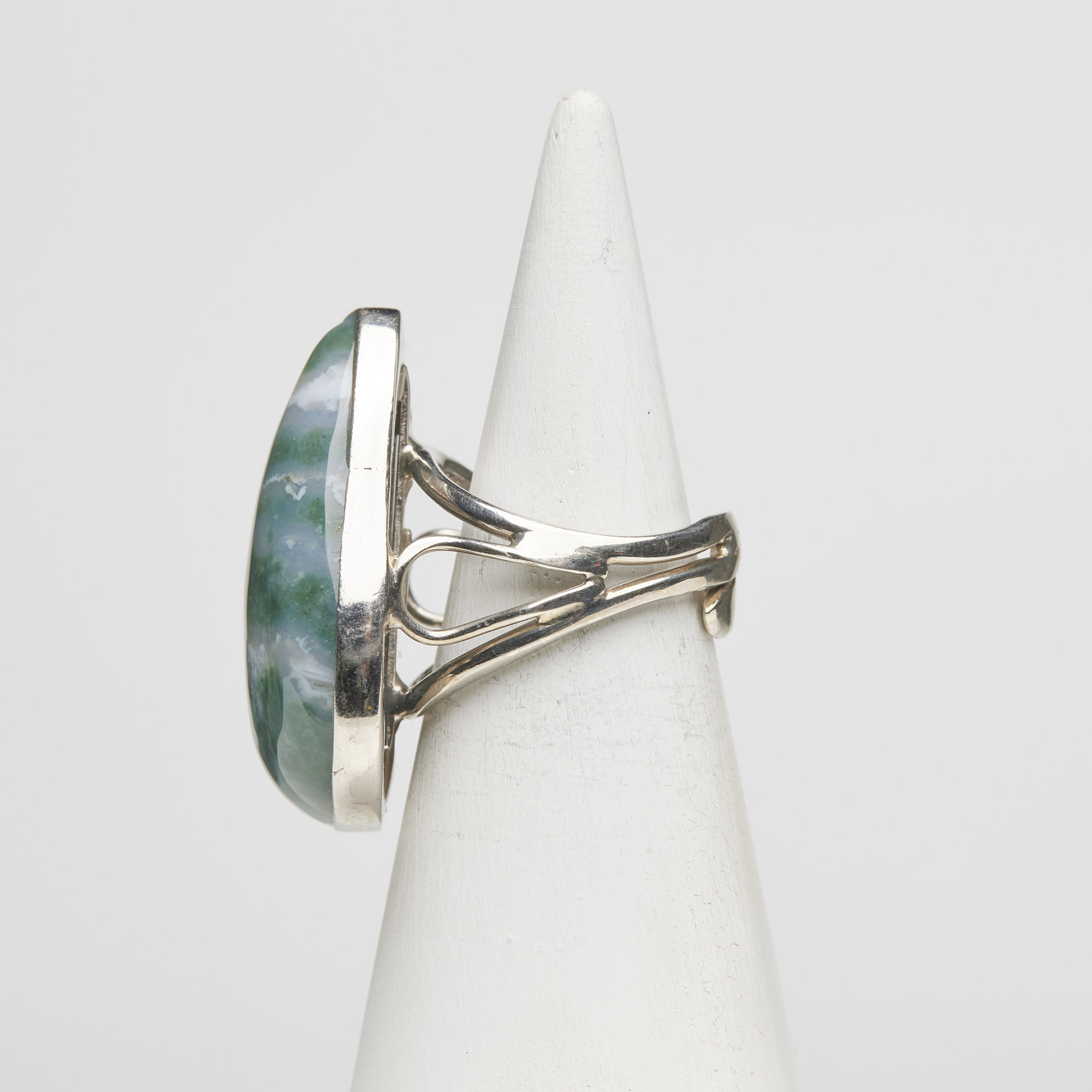 Zilveren verstelbare ring met mosagaat Zilveren verstelbare ring met mosagaat