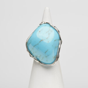 Anello Regolabile in Argento con Pasta di Turchese