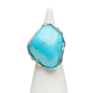 Anello Regolabile in Argento con Pasta di Turchese