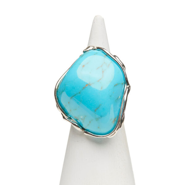 Anello Regolabile in Argento con Pasta di Turchese