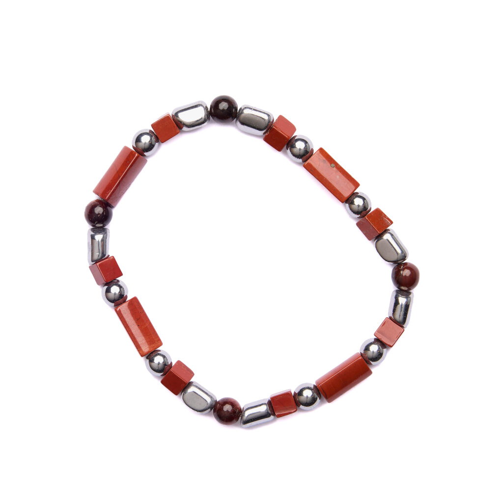 Bracelet élastique pour homme en œil-de-bœuf et jaspe