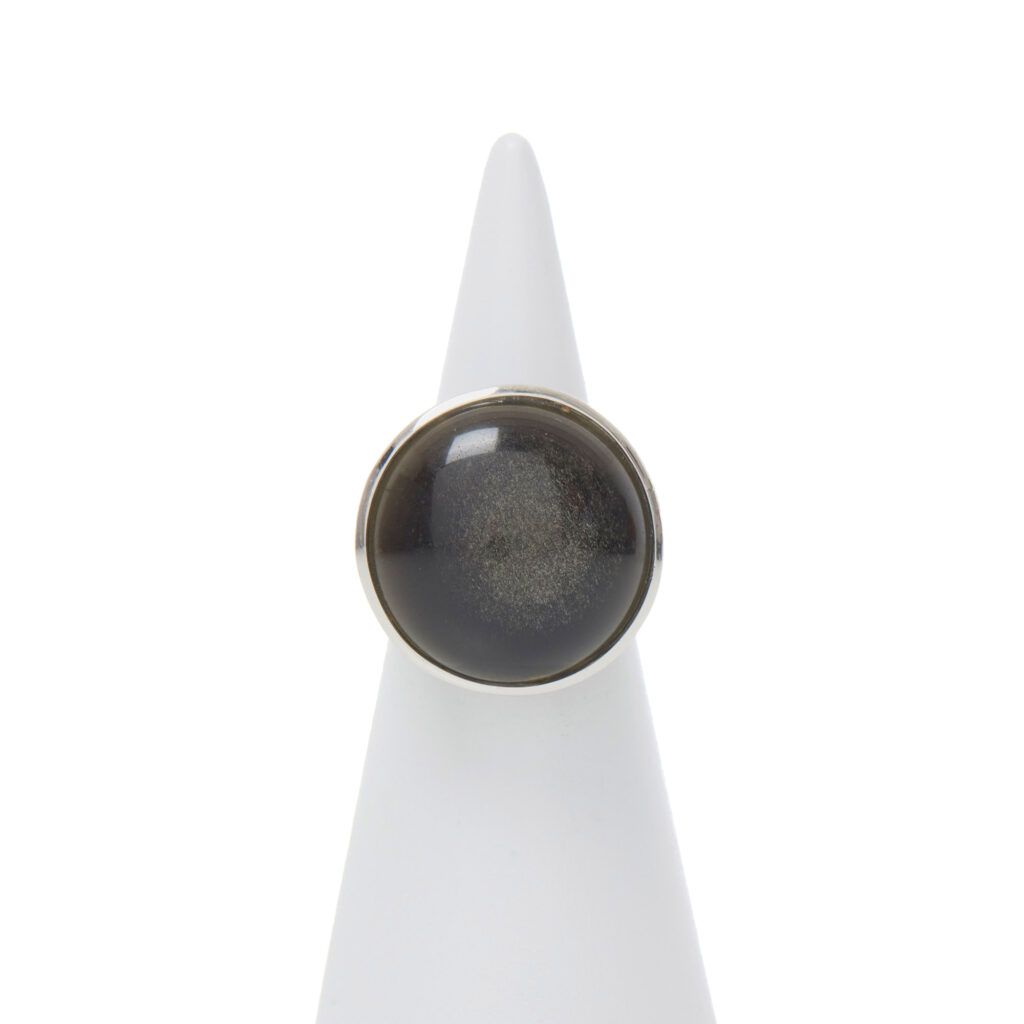 Bague en argent avec obsidienne dorée