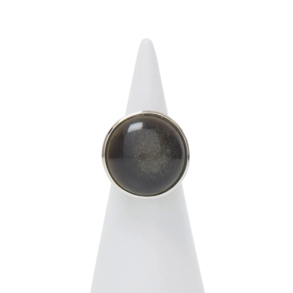Anello in Argento con Ossidiana Gold
