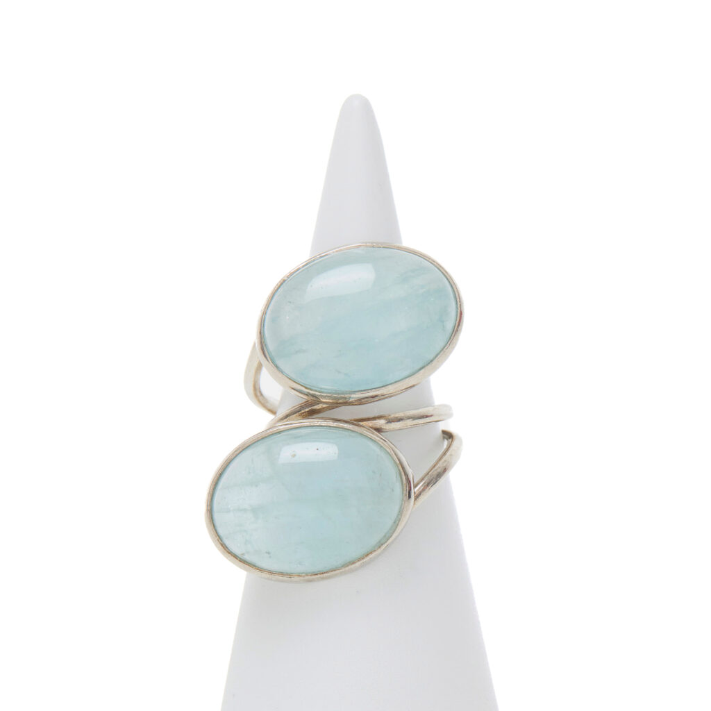 Anello Regolabile in Argento con Acquamarina