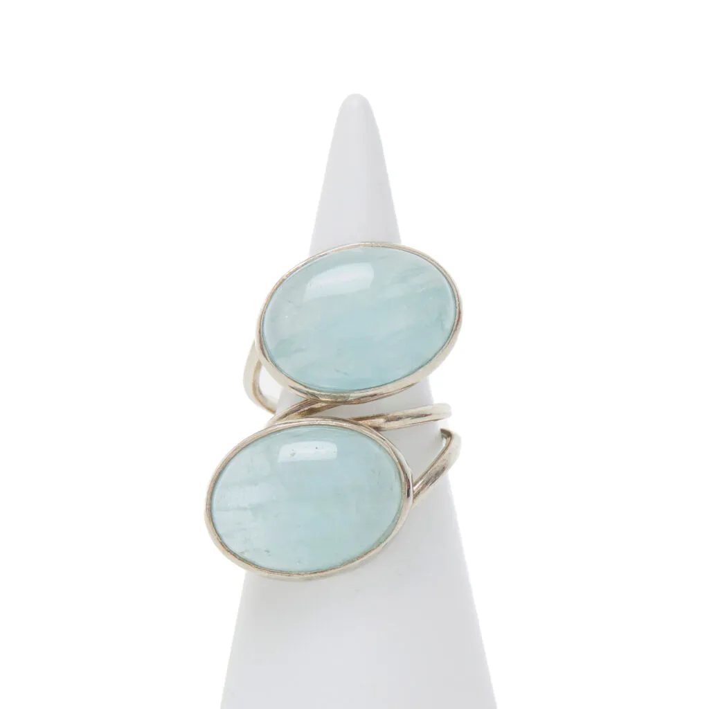Anello Regolabile in Argento con Acquamarina