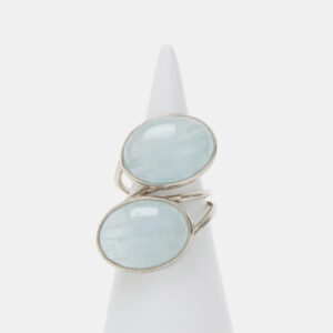 Anello Regolabile in Argento con Acquamarina