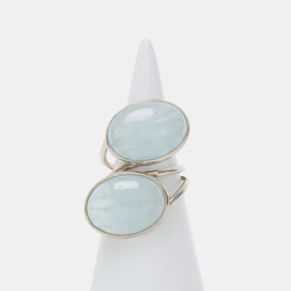 Anello Regolabile in Argento con Acquamarina