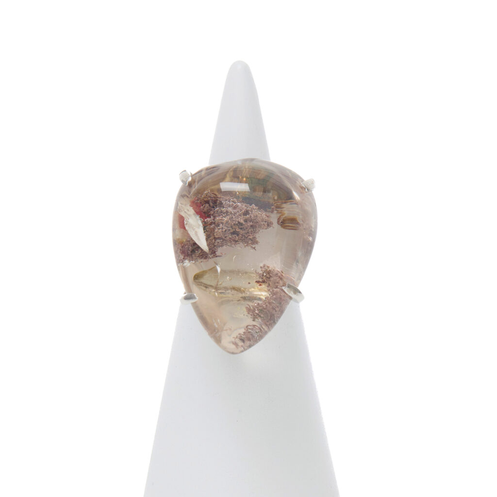 Bague réglable en argent avec quartz fantôme