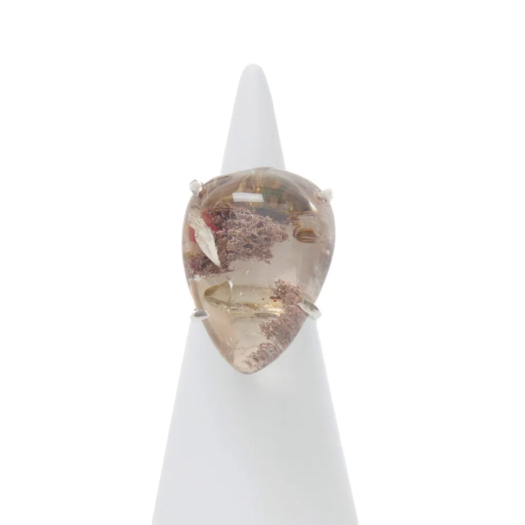Anello Regolabile in Argento con Quarzo Fantasma