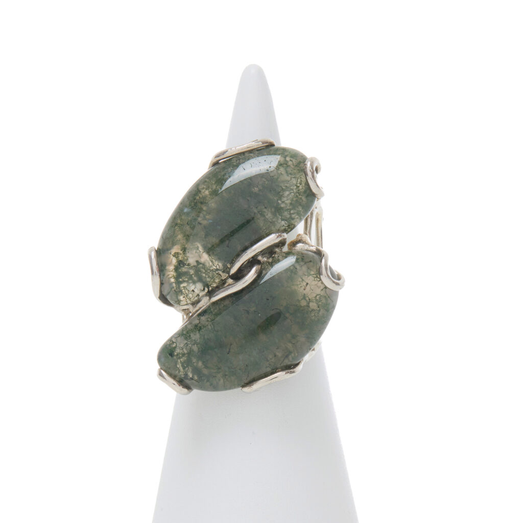Anello Regolabile in Argento con Agata Muschiata