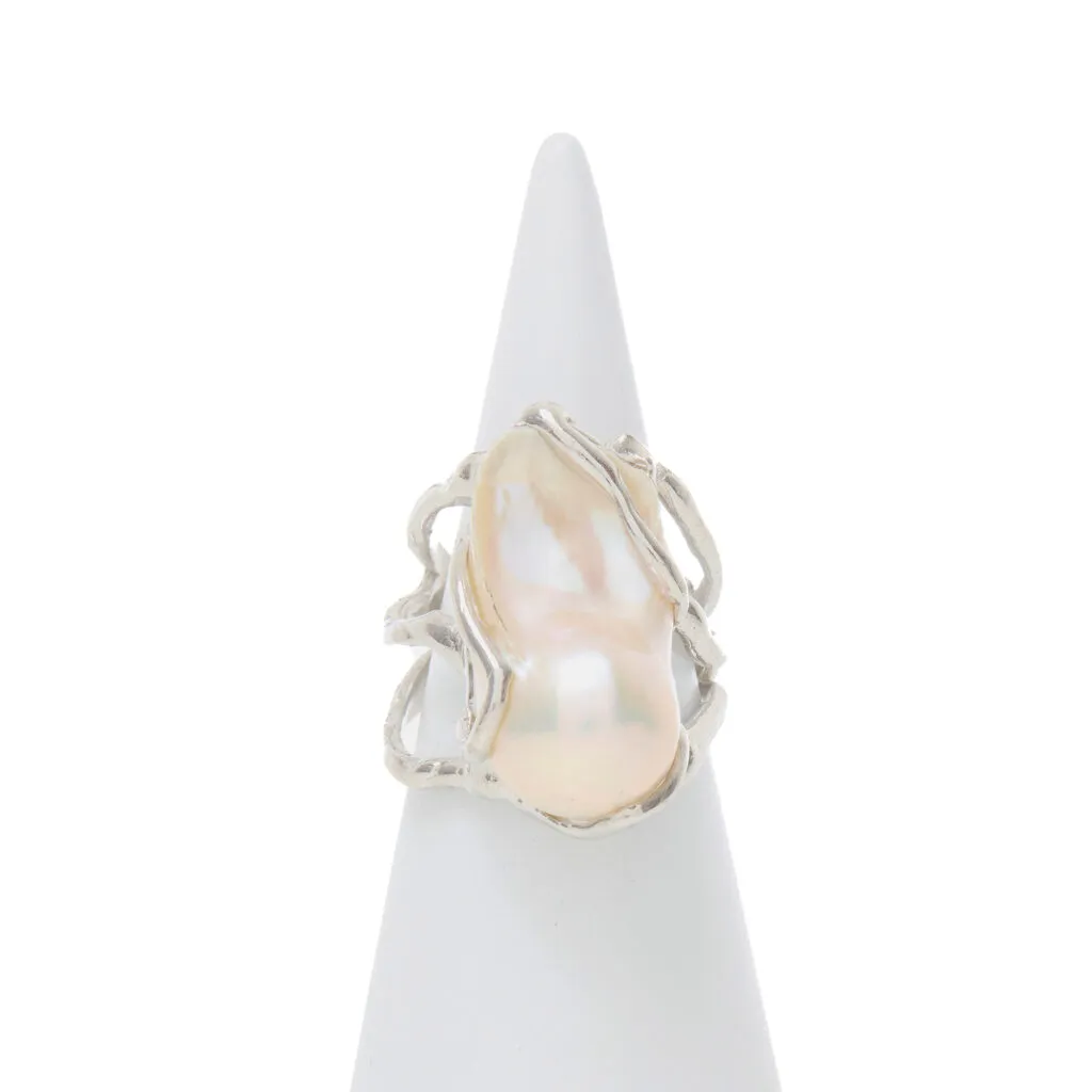 Anello Regolabile in Argento con Perla Barocca