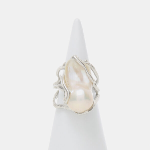 Anello Regolabile in Argento con Perla Barocca